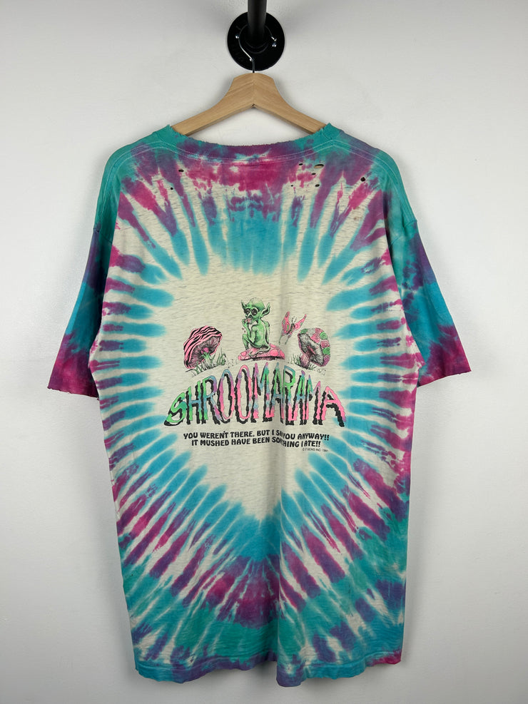 Vintage 90s Shroomarama Mushrooms Drug Parody Tie Dye Tee