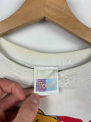 Vintage 90s Winnie The Pooh Sledding White Crewneck