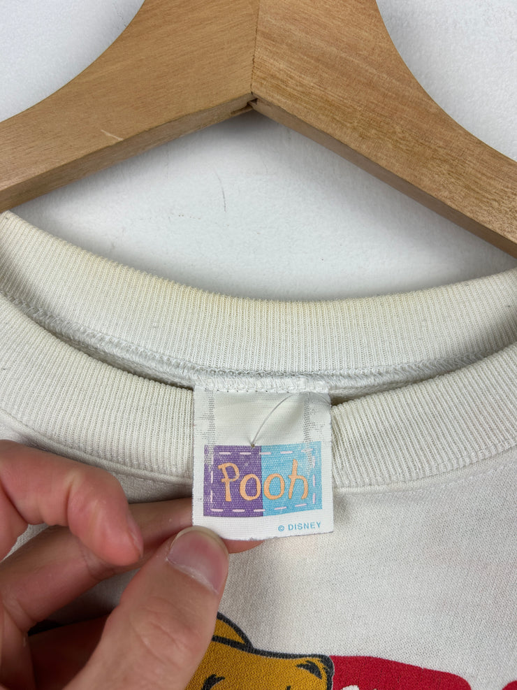 Vintage 90s Winnie The Pooh Sledding White Crewneck