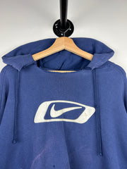 Vintage 90s Nike Swoosh Thrashed Navy Hoodie