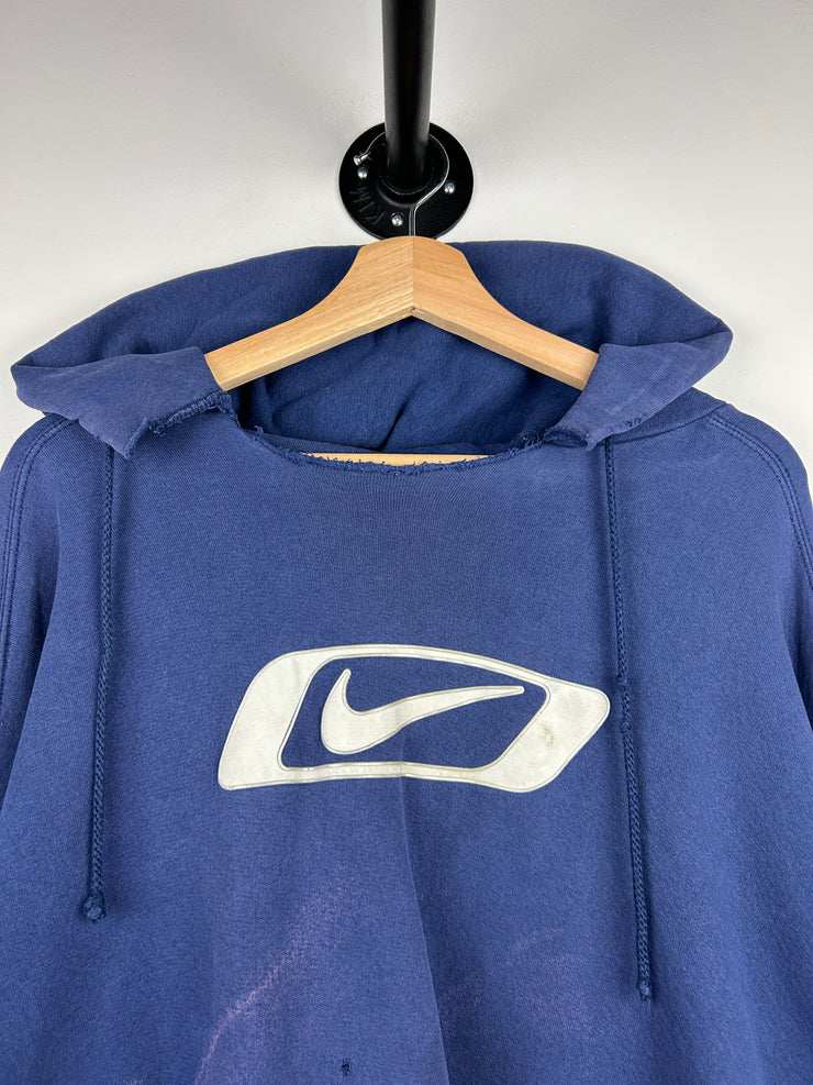 Vintage 90s Nike Swoosh Thrashed Navy Hoodie