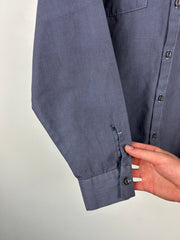 Vintage Inmate Dept Of Corrections Prison Uniform Cropped Button Up Long Sleeve Shirt
