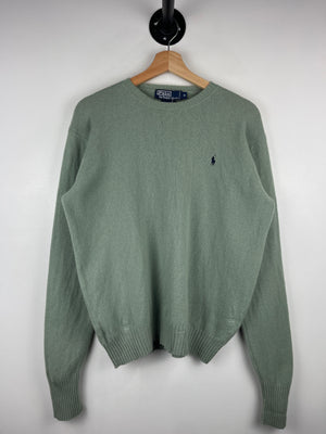 Vintage 90s Polo Ralph Lauren Green Lambswool Knit Sweater