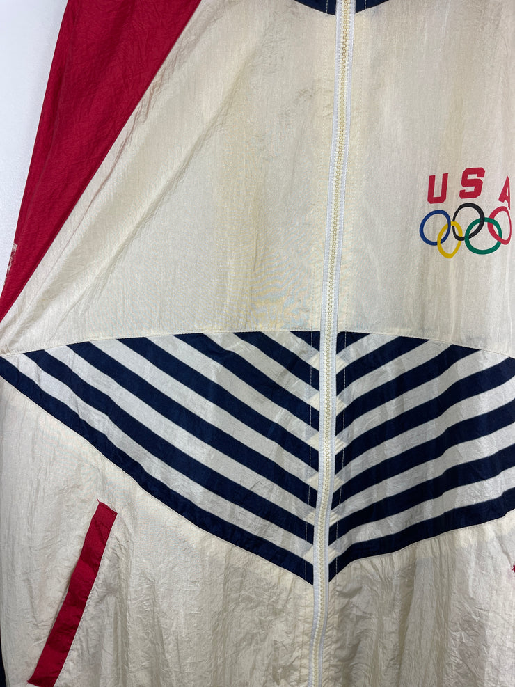 Vintage 90s USA Olympics White Windbreaker
