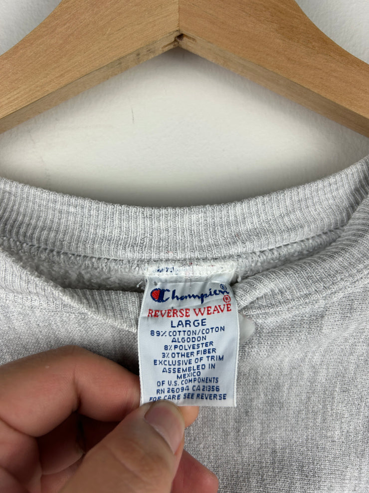 Vintage 90s Champion Reverse Weave Le Moyne College Grey Crewneck