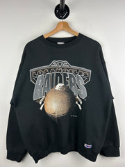 Vintage 90s NFL Trench Los Angeles Raiders Black Crewneck