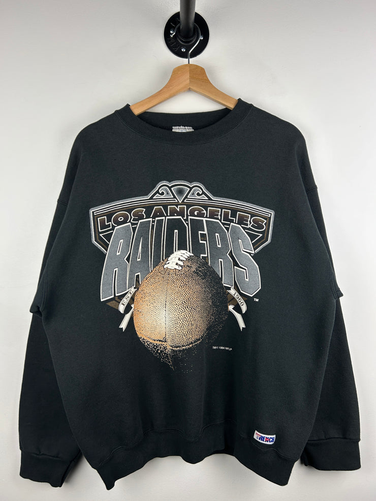 Vintage 90s NFL Trench Los Angeles Raiders Black Crewneck
