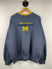 Vintage 90s Michigan Wolverines Embroidered Navy & Yellow Crewneck