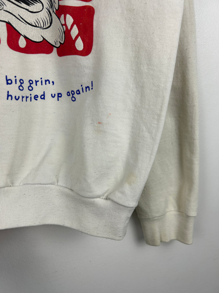 Vintage 90s Winnie The Pooh Sledding White Crewneck