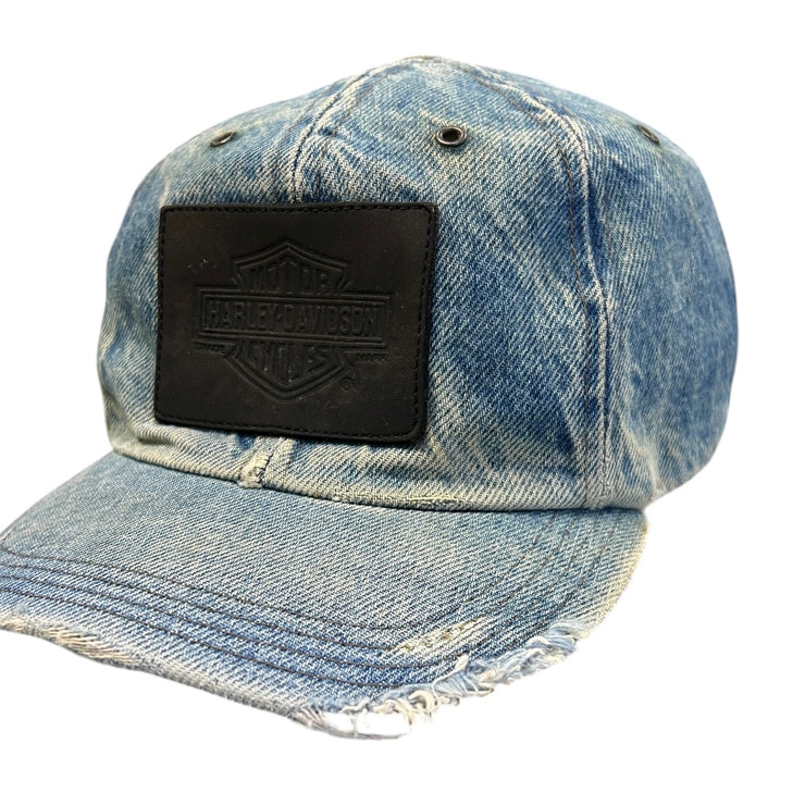 Vintage 90s Harley Davidson Blue Denim Snapback Hat