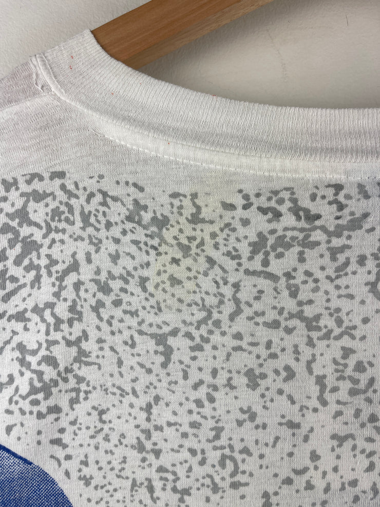 Vintage 90s Duke Blue Devils Basketball All Over Print White Tee