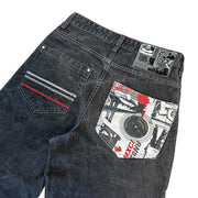 Vintage Y2K South Pole Graffiti Baggy Washed Black Denim Jeans