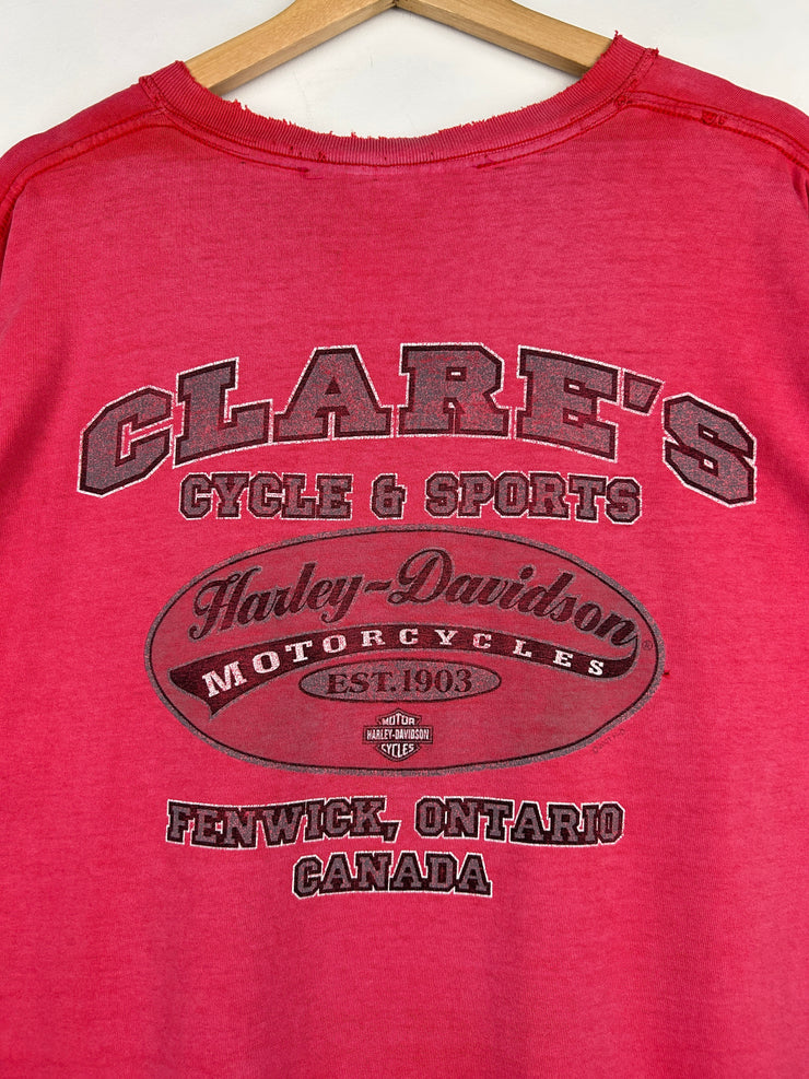 Vintage Harley Davidson Barb Wire Fenwick Faded Red Tee