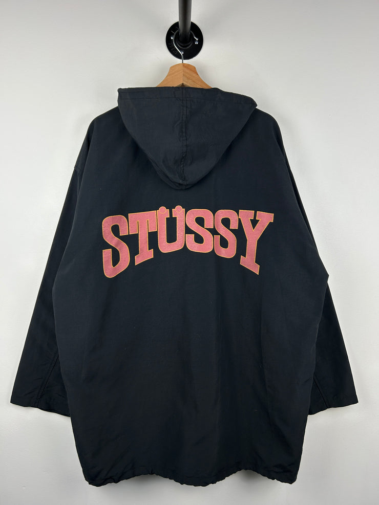 Vintage 80s Stussy Spellout Black Anorak Nylon Jacket