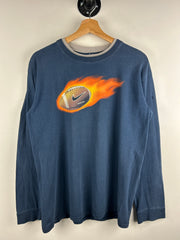 Vintage Nike Football Flames Burn It Down Navy Long Sleeve