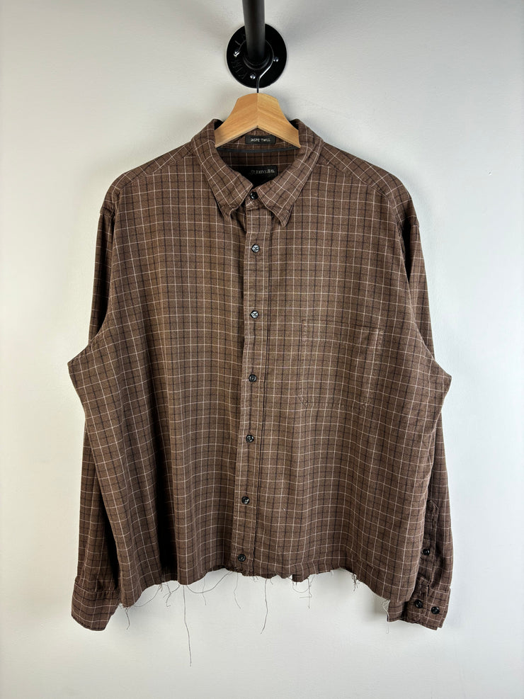 Vintage St. Johns Bay Cropped Brown Plaid Button Up