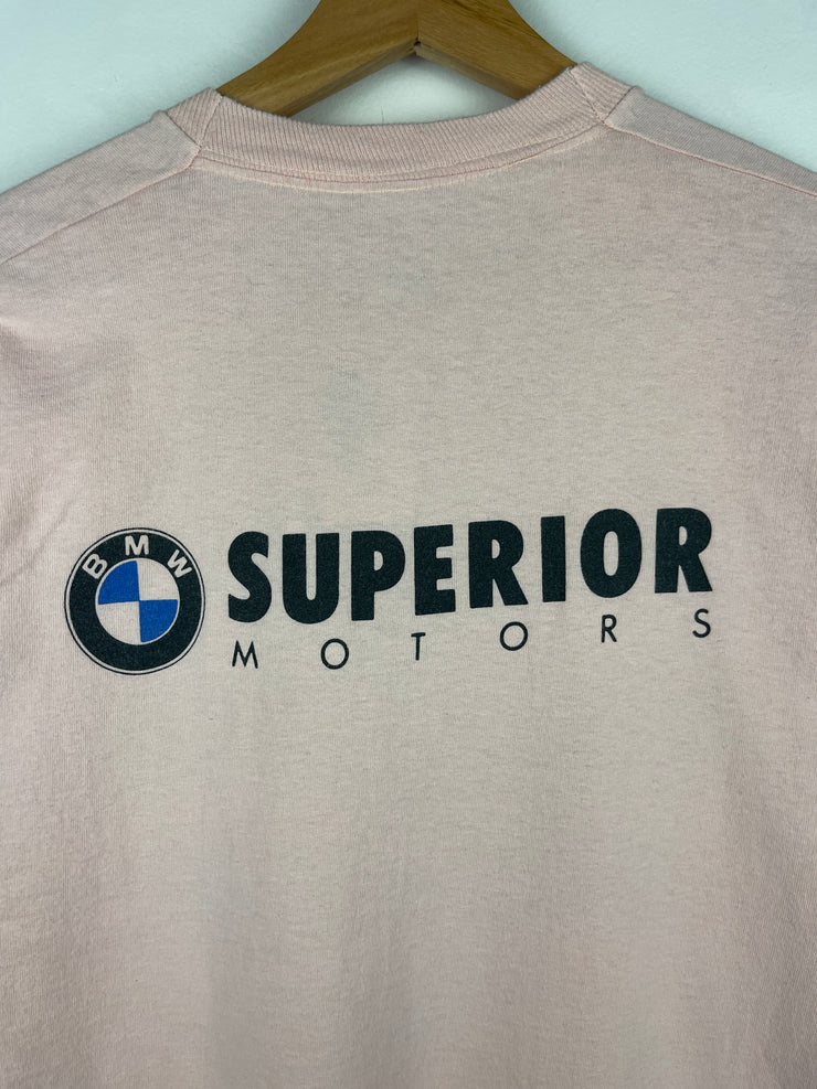 Vintage 90s BMW E30 A Jump Ahead Of The Rest Pink Tee
