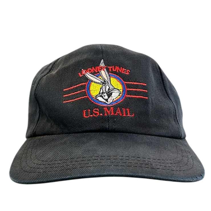 Vintage 90s Looney Tunes Buggs Bunny U.S. Mail Black Snapback Hat