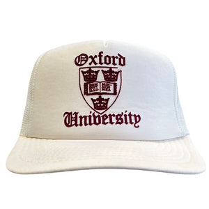 Vintage 80s Oxford University White Trucker Hat