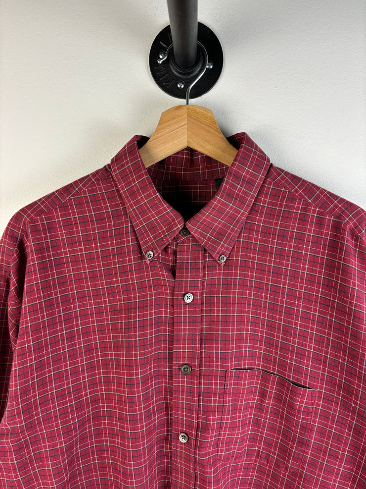 Vintage Van Heusen Cropped Red Plaid Button Up