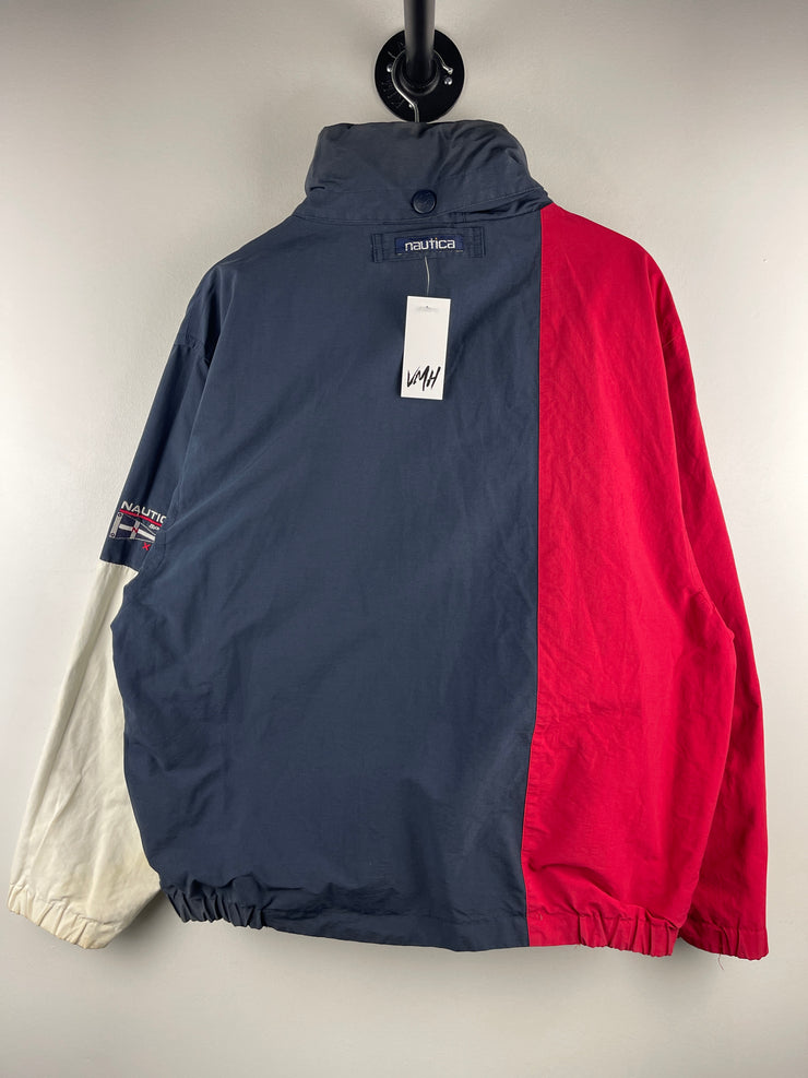 Vintage 90s Nautica Sport Green & Navy Reversible Bomber Jacket