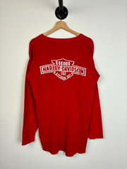 Vintage 80's Harley Davidson Kokmo Red Henley Long Sleeve