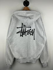 Stussy Script Ash Heather Grey Zip Up Hoodie
