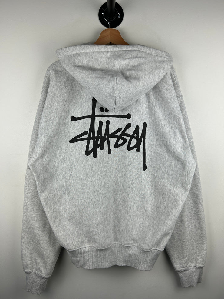 Stussy Script Ash Heather Grey Zip Up Hoodie
