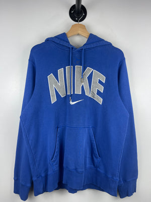 Vintage Nike Spellout Swoosh Embroidered Blue Hoodie