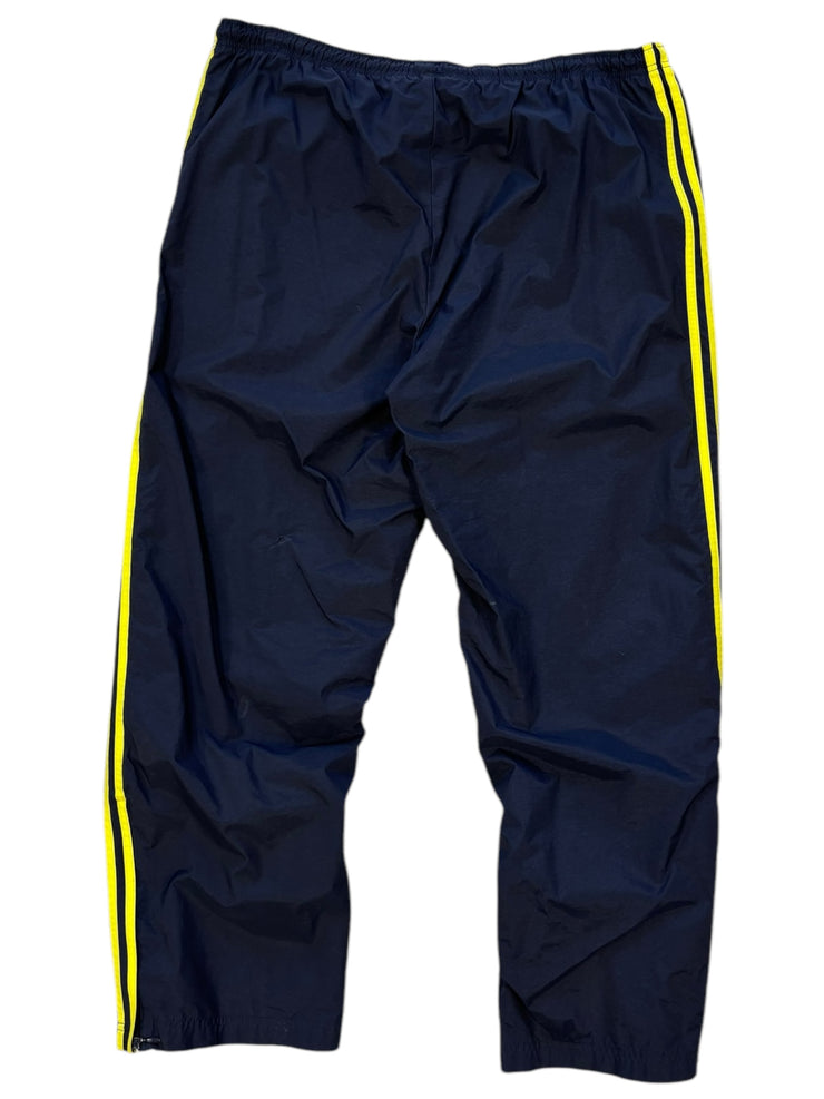 Vintage Y2K Adidas 3 Stripe Navy & Yellow Fleece Lined Splash Pants