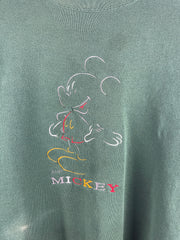 Vintage 90s Disney Mickey Mouse Embroidered Green Crewneck