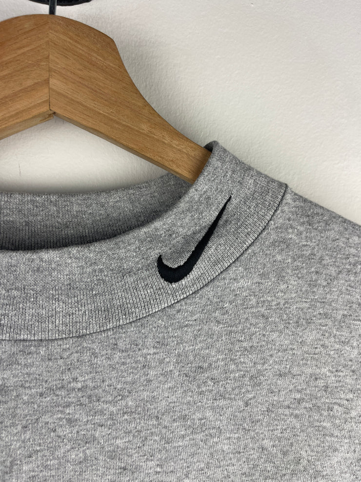 Vintage 90s Nike Golf Swoosh Mock Neck Grey Long Sleeve