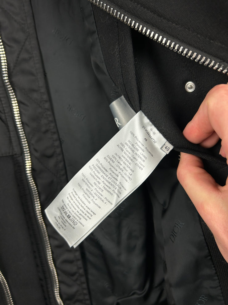 Dior X Sacai FW21 Black Hybrid Zip Up Bomber Jacket