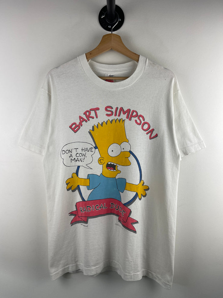 Vintage 90s The Simpsons Bart Simpson Radical Dude White Tee