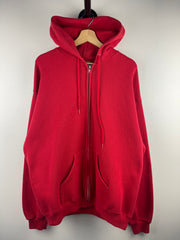 Vintage 90s Red Blank Zip Up Hoodie