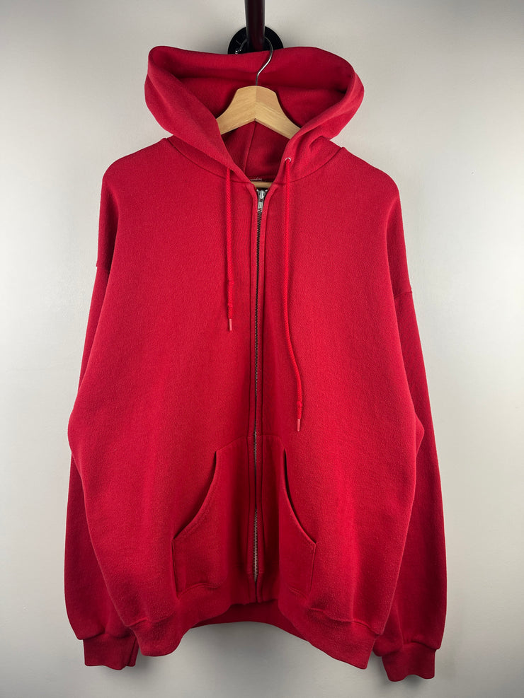 Vintage 90s Red Blank Zip Up Hoodie