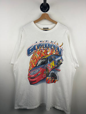 Vintage 2001 Nascar Chase Jeff Gordon Dupont Flames White Tee