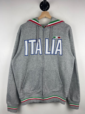 Vintage Italy Italia Embroidered Grey Zip Up Hoodie