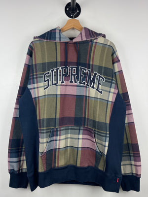 Supreme FW14 Arc Logo Plaid Hoodie