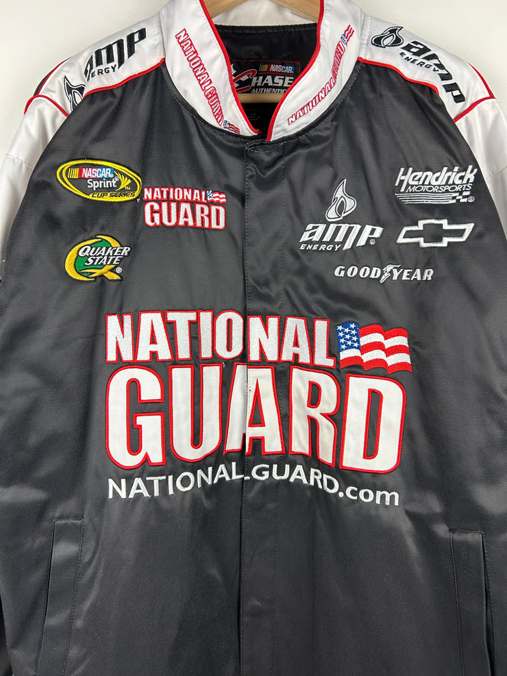 Vintage Nascar Chase Dale Jr National Guard Satin Black Racing Jacket