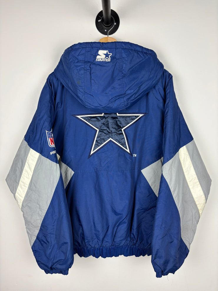 Vintage 90s NFL Starter Dallas Cowboys Pro Line Blue Hooded Jacket