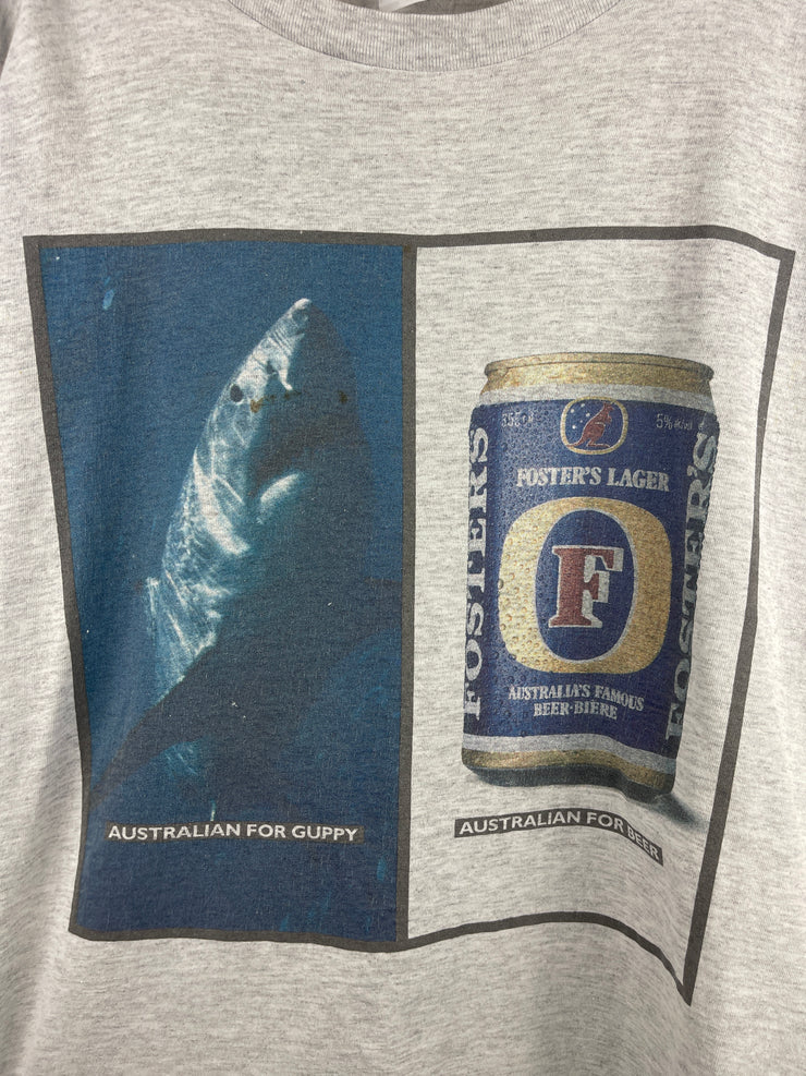 Vintage 90s Australian Beer Shark Promo Grey Tee