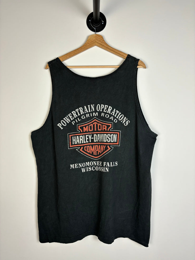 Vintage 2002 Harley Davidson Powertrain Black Tank Top