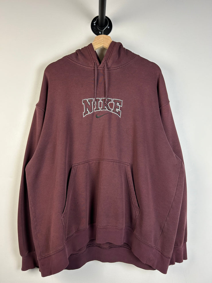 Vintage Y2K Nike Spellout Burgundy Hoodie