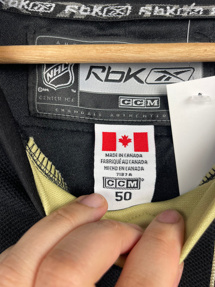 Vintage NHL Reebok Pittsburgh Penguins Crosby Authentic Fight Strap Black Hockey Jersey