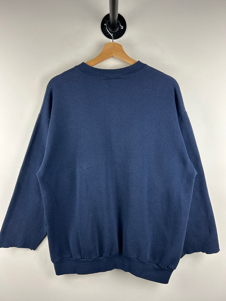 Vintage 90s NFL Riddell Denver Broncos Big Spellout Navy Crewneck