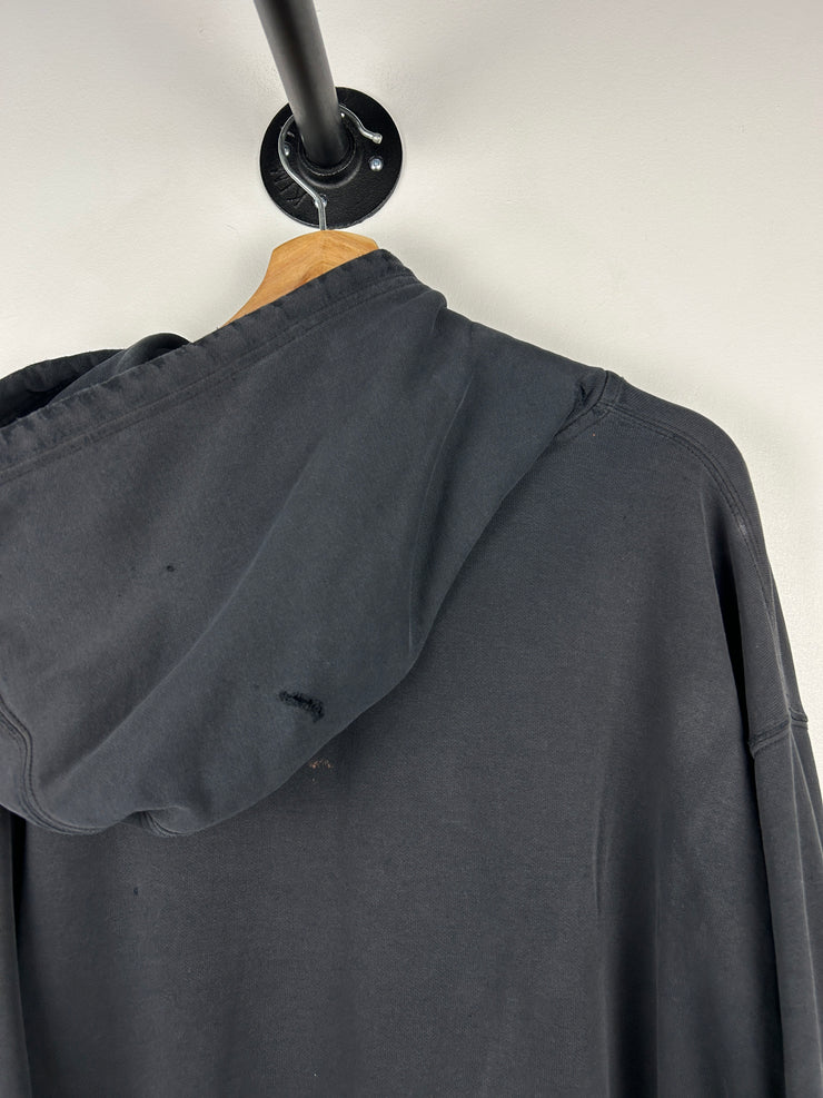 Vintage 90s Fox Racing Flames Thrashed Black Hoodie