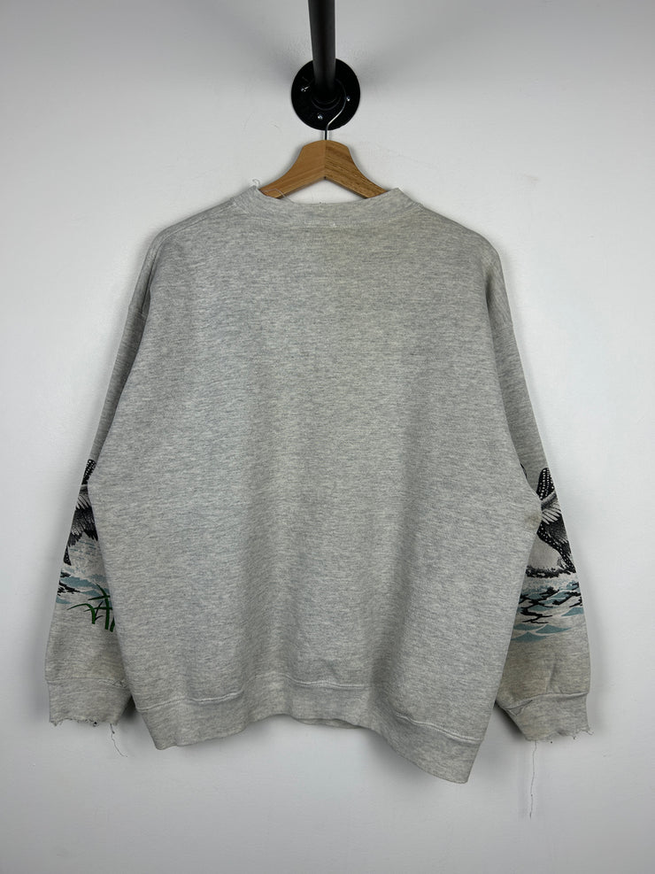 Vintage 90s Alex Bay Ducks Wilderness Grey Crewneck