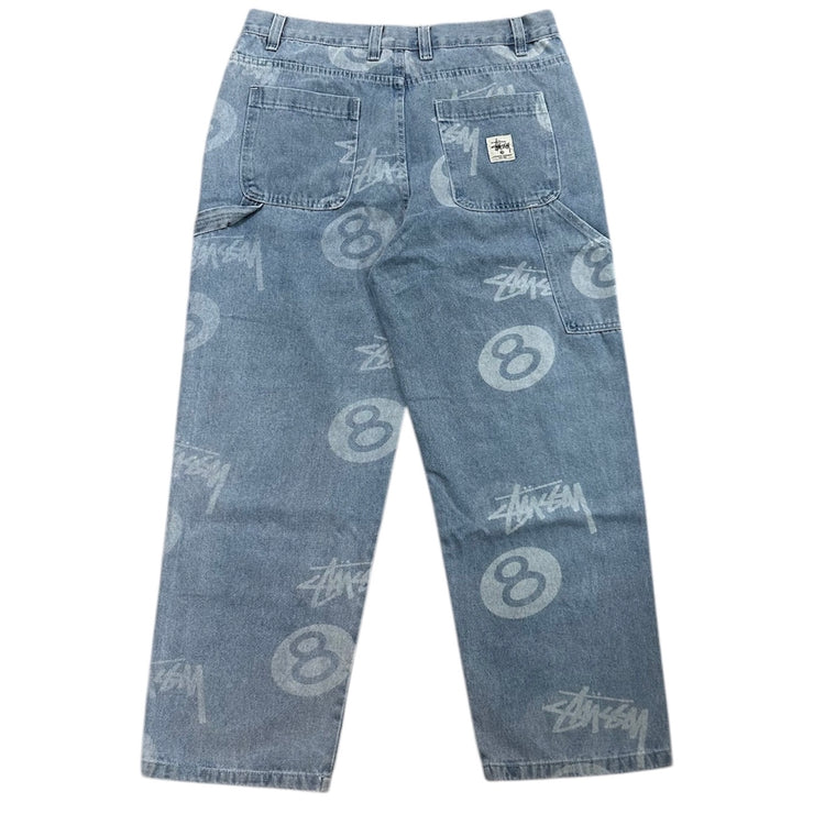 Stussy 8 Ball Double Knee Denim Blue Jeans