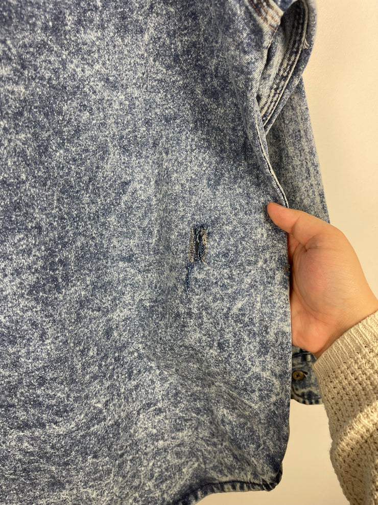 Vintage 90s Carhartt Acid Wash Blue Button Up Long Sleeve Shirt